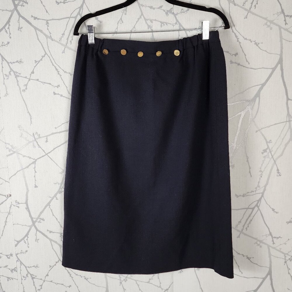 Jaeger VTG Navy 100% Wool Pencil Knee Length Skirt